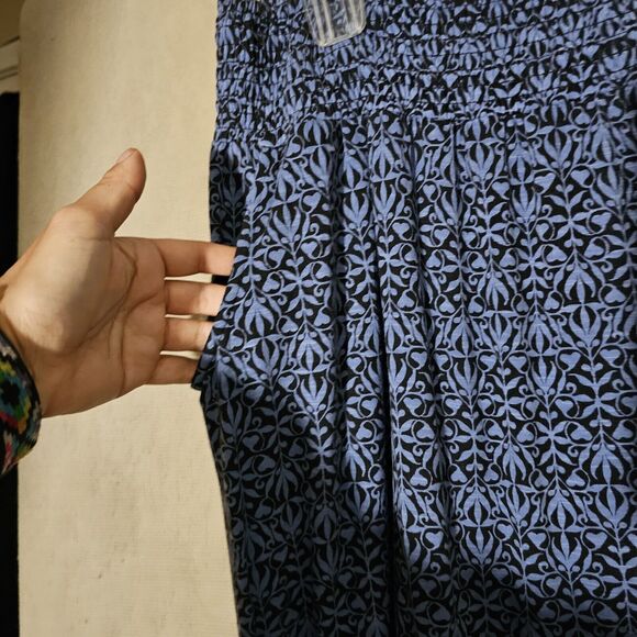 J. Jill Blue Floral Maxi Skirt Size Small Stretch Pockets Elastic Waist Soft - Picture 4 of 9